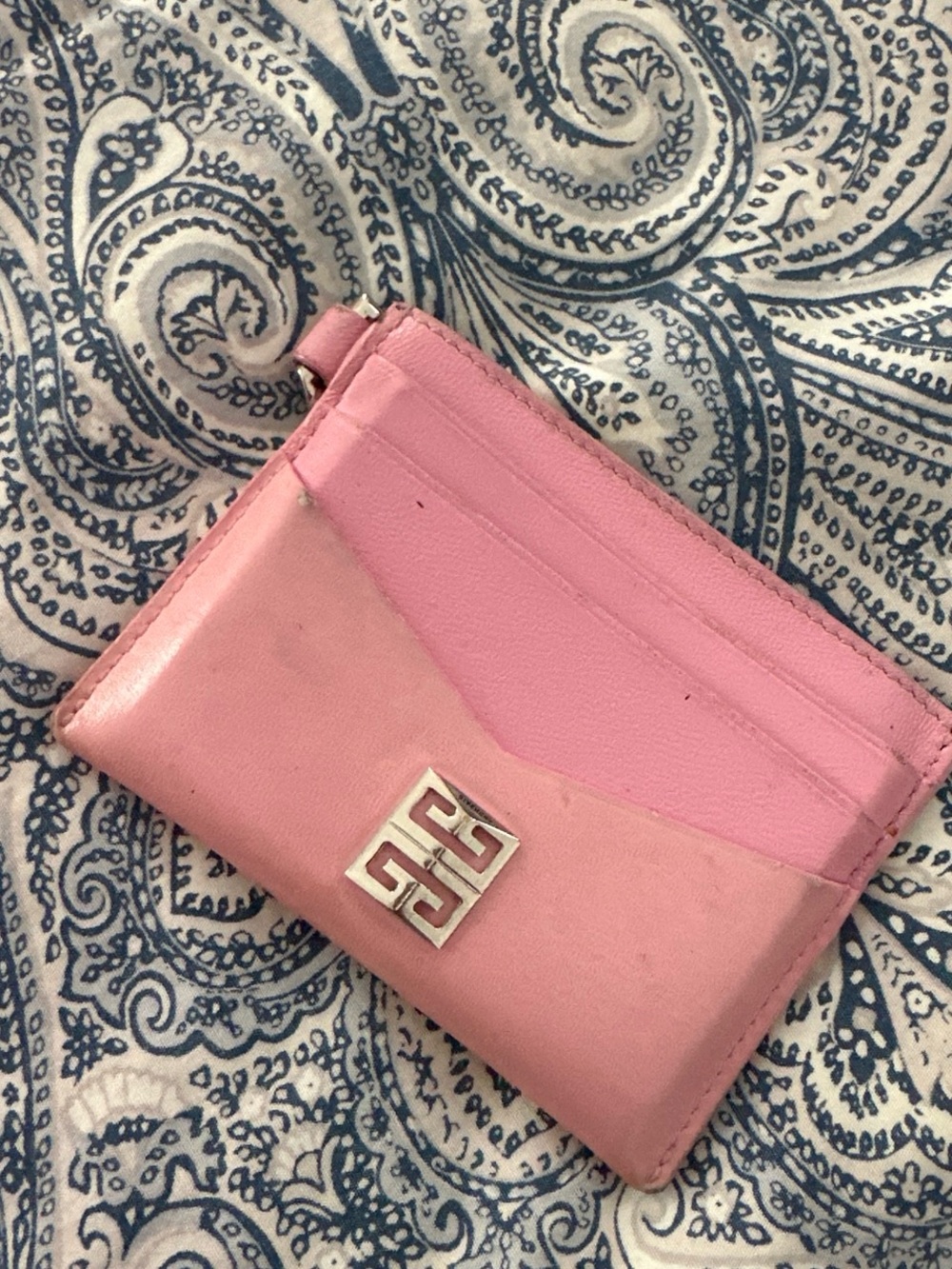 Givenchy Pink Two-Tone Leather Card Case with Silver Logo